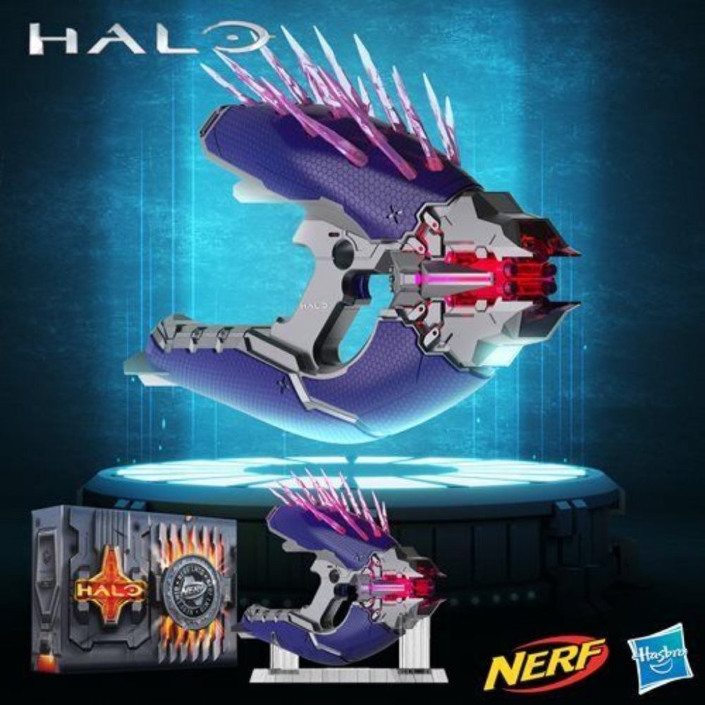 NERF Halo Needler Dart Firing Blaster 10 Light-Up Needles - Exclusive Set DLC